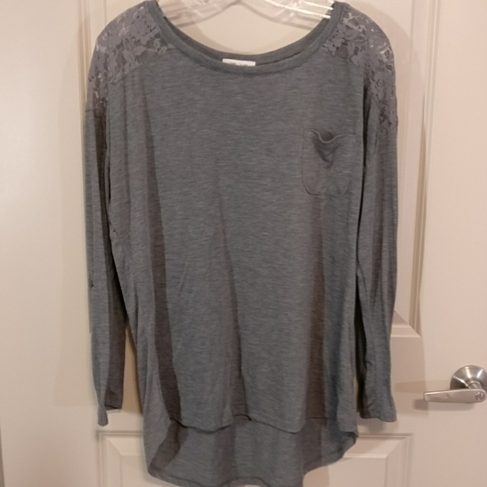 paper + tee gray long sleeved t-shirt